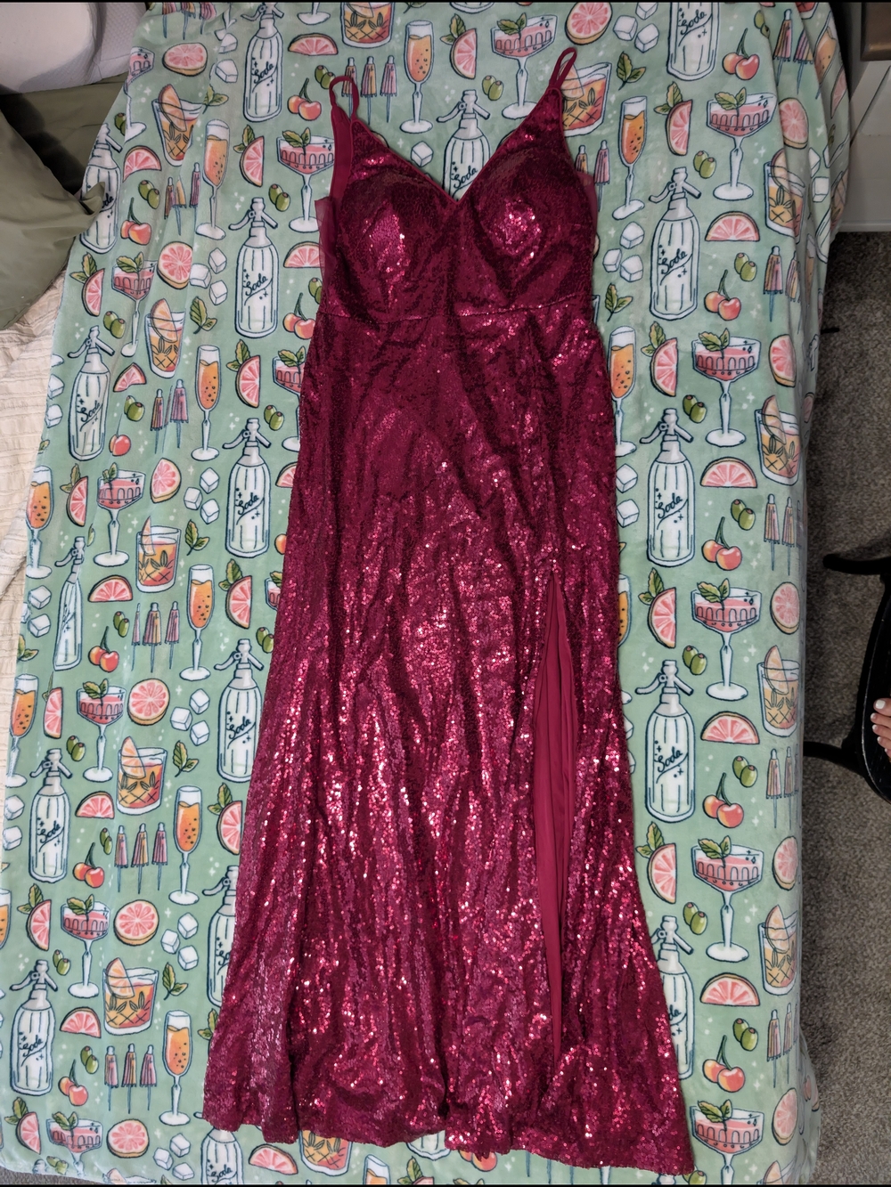 Azazie Burgundy Sequin V-Neck Bridesmaids Dress